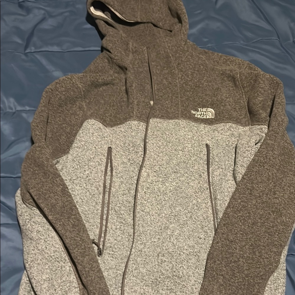 The North Face Men's Two-Tone brown zip jacket in excellent condition